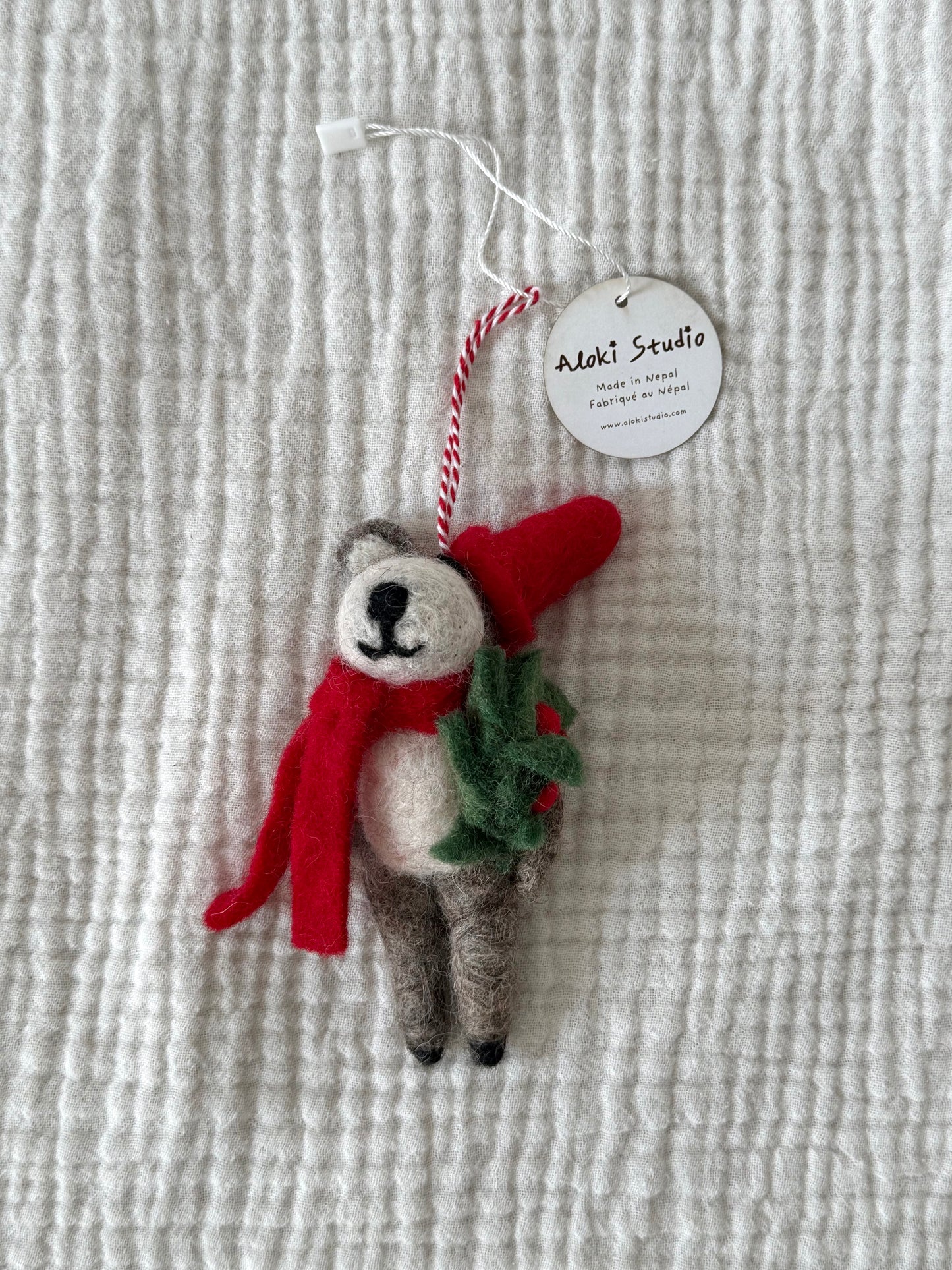 Christmas Bear with Wreath Ornament